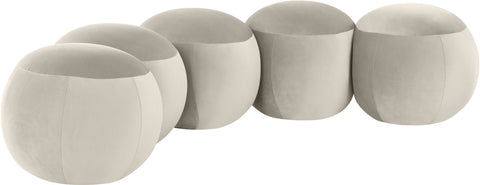 Mira Cream Velvet Upholstered Bench, 1 Piece (Style 2)