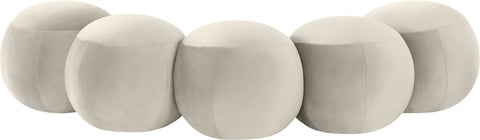 Mira Cream Velvet Upholstered Bench, 1 Piece (Style 2)