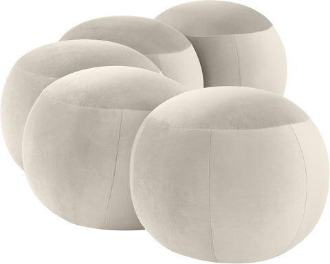 Mira Cream Velvet Upholstered Bench, 1 Piece (Style 2)
