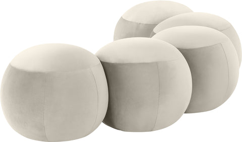 Mira Cream Velvet Upholstered Bench, 1 Piece (Style 2)