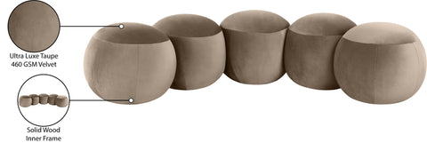 Mira Taupe Velvet Upholstered Bench, 1 Piece (Style 2)