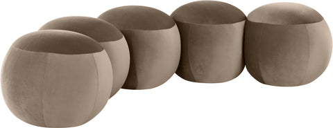 Mira Taupe Velvet Upholstered Bench, 1 Piece (Style 2)