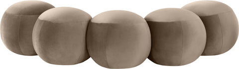 Mira Taupe Velvet Upholstered Bench, 1 Piece (Style 2)