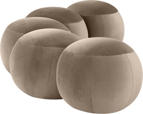 Mira Taupe Velvet Upholstered Bench, 1 Piece (Style 2)