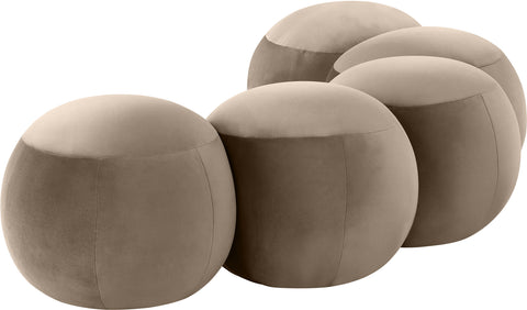 Mira Taupe Velvet Upholstered Bench, 1 Piece (Style 2)