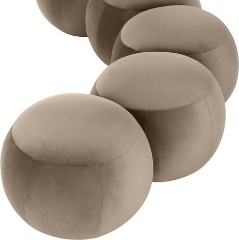 Mira Taupe Velvet Upholstered Bench, 1 Piece (Style 2)