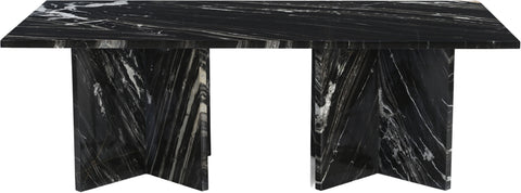 Juniper 48" Black Genuine Marble Coffee Table, 1 Piece