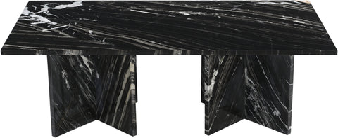 Juniper 48" Black Genuine Marble Coffee Table, 1 Piece