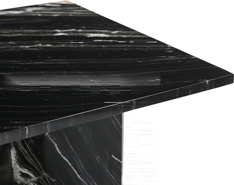 Juniper 48" Black Genuine Marble Coffee Table, 1 Piece