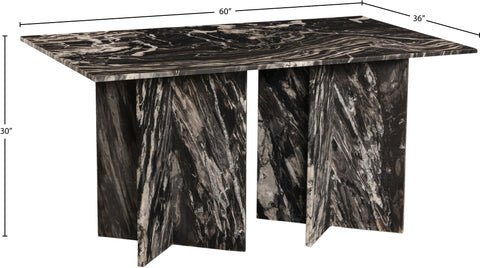Juniper 60" Black Genuine Marble Dining Table (3 Boxes), 1 Piece