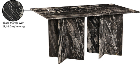 Juniper 60" Black Genuine Marble Dining Table (3 Boxes), 1 Piece