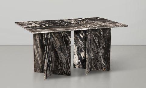 Juniper 60" Black Genuine Marble Dining Table (3 Boxes), 1 Piece