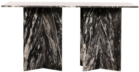 Juniper 60" Black Genuine Marble Dining Table (3 Boxes), 1 Piece