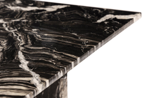 Juniper 60" Black Genuine Marble Dining Table (3 Boxes), 1 Piece