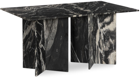 Juniper 78" Black Genuine Marble Dining Table (3 Boxes), 1 Piece