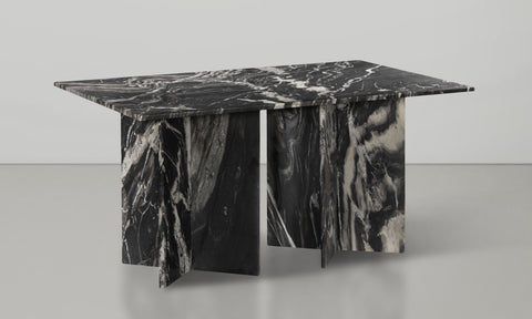 Juniper 78" Black Genuine Marble Dining Table (3 Boxes), 1 Piece