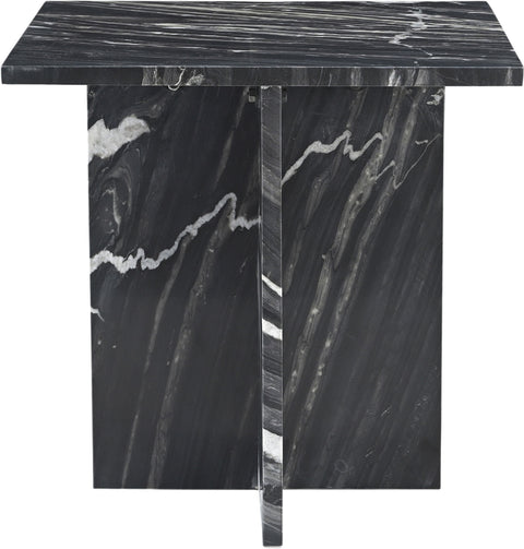 Juniper 18" Black Genuine Marble End / Side Table, 1 Piece