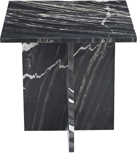Juniper 18" Black Genuine Marble End / Side Table, 1 Piece
