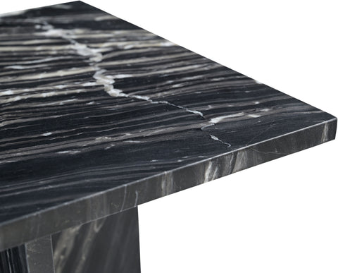 Juniper 18" Black Genuine Marble End / Side Table, 1 Piece