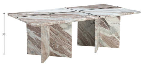 Juniper 48" Brown Genuine Marble Coffee Table, 1 Piece