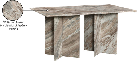 Juniper 60" Brown Genuine Marble Dining Table (3 Boxes), 1 Piece