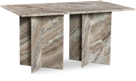 Juniper 60" Brown Genuine Marble Dining Table (3 Boxes), 1 Piece