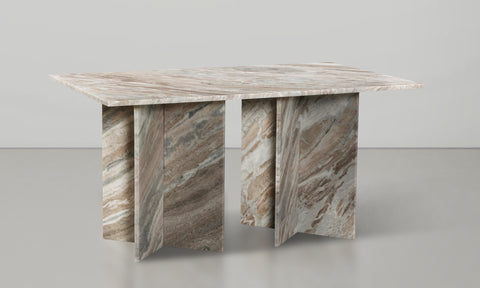 Juniper 60" Brown Genuine Marble Dining Table (3 Boxes), 1 Piece