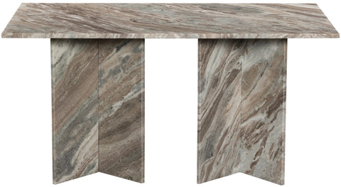 Juniper 60" Brown Genuine Marble Dining Table (3 Boxes), 1 Piece