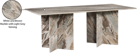 Juniper 78" Brown Genuine Marble Dining Table (3 Boxes), 1 Piece