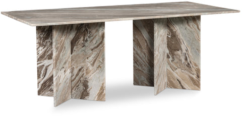 Juniper 78" Brown Genuine Marble Dining Table (3 Boxes), 1 Piece