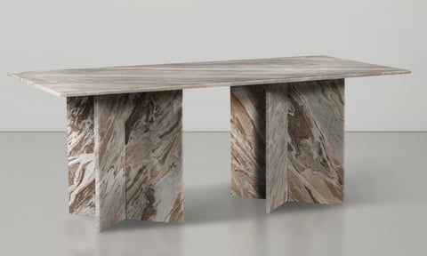 Juniper 78" Brown Genuine Marble Dining Table (3 Boxes), 1 Piece
