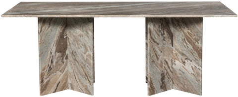 Juniper 78" Brown Genuine Marble Dining Table (3 Boxes), 1 Piece