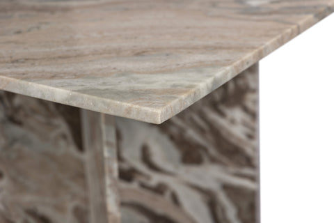 Juniper 78" Brown Genuine Marble Dining Table (3 Boxes), 1 Piece