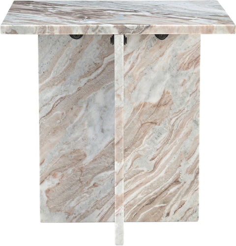 Juniper 18" Brown Genuine Marble End / Side Table, 1 Piece