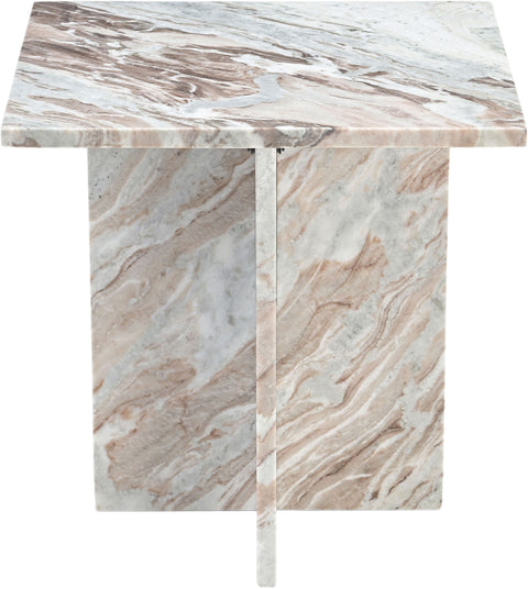 Juniper 18" Brown Genuine Marble End / Side Table, 1 Piece