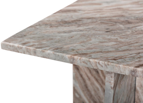 Juniper 18" Brown Genuine Marble End / Side Table, 1 Piece