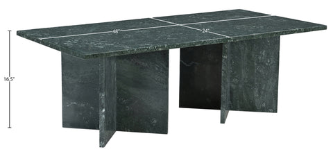 Juniper 48" Green Genuine Marble Coffee Table, 1 Piece