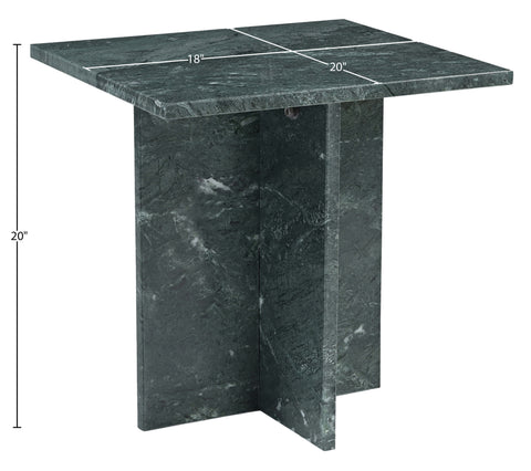 Juniper 18" Green Genuine Marble End / Side Table, 1 Piece