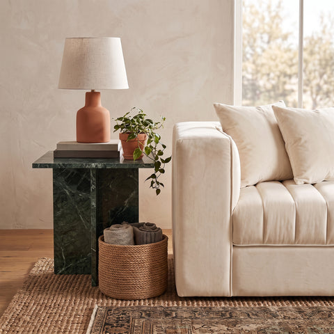 Juniper 18" Green Genuine Marble End / Side Table, 1 Piece