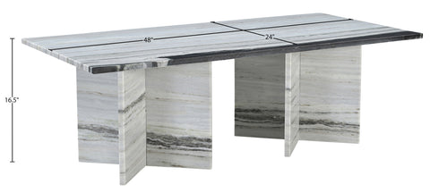 Juniper 48" Panda Genuine Marble Coffee Table, 1 Piece