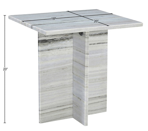 Juniper 18" Panda Genuine Marble End / Side Table, 1 Piece