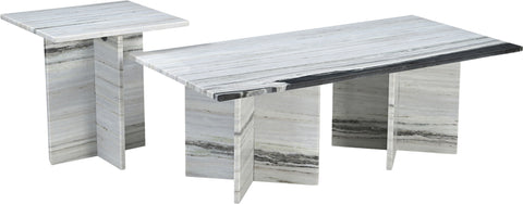 Juniper 18" Panda Genuine Marble End / Side Table, 1 Piece
