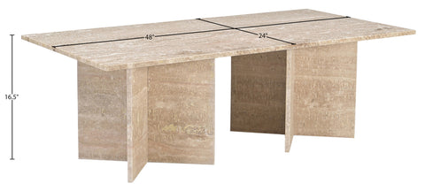 Juniper 48" Travertine Genuine Marble Coffee Table, 1 Piece