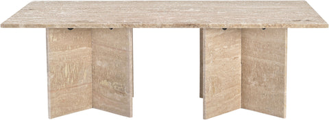 Juniper 48" Travertine Genuine Marble Coffee Table, 1 Piece