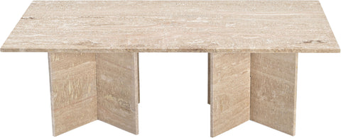 Juniper 48" Travertine Genuine Marble Coffee Table, 1 Piece