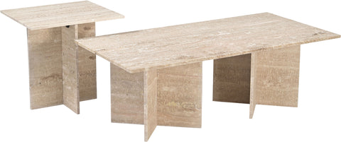 Juniper 48" Travertine Genuine Marble Coffee Table, 1 Piece
