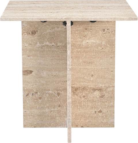 Juniper 18" Travertine Genuine Marble End / Side Table, 1 Piece