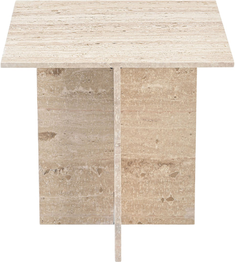 Juniper 18" Travertine Genuine Marble End / Side Table, 1 Piece