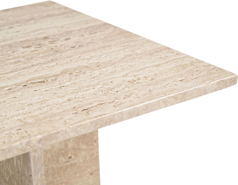 Juniper 18" Travertine Genuine Marble End / Side Table, 1 Piece