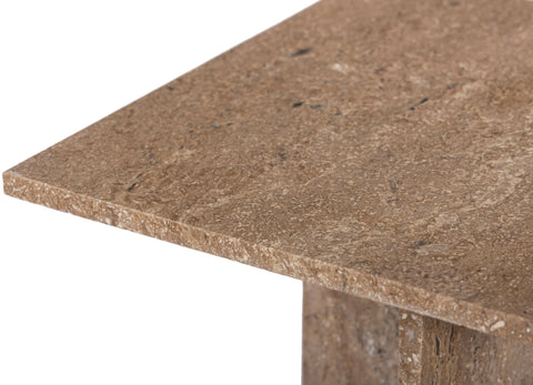 Juniper 18" Travertine Genuine Marble End / Side Table, 1 Piece